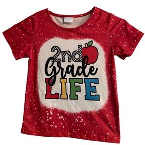 2nd Grade Life Red Bleached Style Tee Kids Size 6Y